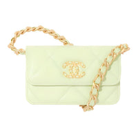 CHANEL 19Bag Sheepskin Evening Bag, Coin Purse, Crossbody Bag, Shoulder Bag Women's Light Green