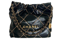 CHANEL Smooth Finish Calfskin Tote Bag, Shopping Bag, Portable Crossbody Bag, Shoulder Bag Small Size Women's Black