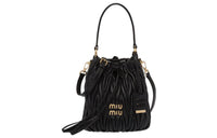 MIU MIU Leather Bucket Bag, Handbag, Shoulder Bag, Crossbody Bag Women's Black