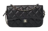 CHANEL WOC Calfskin Flap Bag, Cell Phone Pouch, Shoulder Bag, Crossbody Bag Women's Black