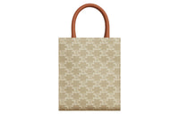 CELINE Cabas Cow Leather Binding Tote Bag, Shopping Bag, Shoulder Bag, Crossbody Bag, Handbag Mini Men's Beige Brown
