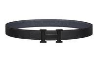 HERMES Minimalist Style Fashion Letter Black Buckle Togo Calfskin Double-Sided Leather Belt Women's Black Width: 3.2cm