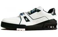 LOUIS VUITTON Trainer Low Top Stylish Skateboarding Shoes Men's White Black