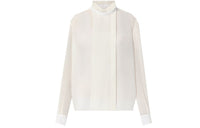 LOUIS VUITTON Pleated Front Sheer Silk Blouse