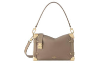LOUIS VUITTON Grained Cow Leather Shoulder Bag Medium Size Women's Taupe