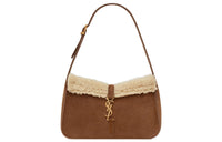SAINT LAURENT LE5A7 Shearling With Suede Shoulder Bag, Handbag, Shoulder Bag Women's Brown