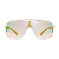 CHANEL Acetate Irregular Shape Sunglasses Unisex White