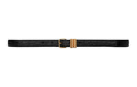 SAINT LAURENT Crocodile Pattern Embossed Pin Buckle Leather Belts Women's Black