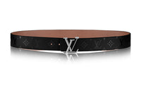 LOUIS VUITTON Double-Sided Pin Buckle Cow Leather Leather Belts Men's Black/Brown Width: 4cm
