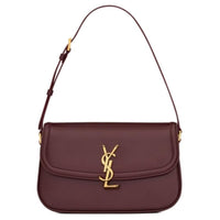SAINT LAURENT SOLFERINO Cow Leather Shoulder Bag Medium Size Women's Cabernet Sauvignon Red