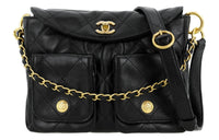 CHANEL Smooth Cow Leather Shoulder Bag Crossbody Bag Small Size Women's Black