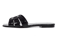 SAINT LAURENT Crocodile-effect Crossover Strap Sandals