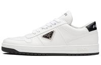 PRADA Downtown Perforated Leather Sneakers 'White Black' Women's