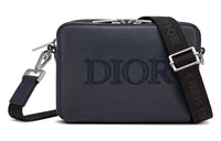 DIOR Grained Calfskin Messenger Bag Crossbody Bag Shoulder Bag Men's Navy