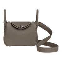 HERMES Lindy II Mini Clemence Leather Mini Handbag Shoulder Bag Women's Brown