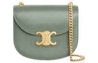 CELINE BesaceTriomphe Cow Leather Crossbody Bag, Shoulder Bag Women's Green