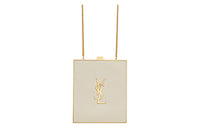 SAINT LAURENT Calfskin Box Bag, Crossbody Bag, Shoulder Bag Women's White