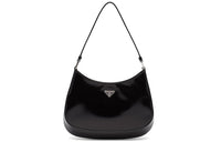 PRADA Cleo Leather Shoulder Bag HOBO Handbags Medium Size Women's Black