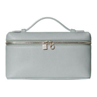 Loro Piana ExtraPocket Grain Calfskin Makeup Bag Small Square Bag Handbag, Shoulder Bag Women's Eucalyptus/Light Blue
