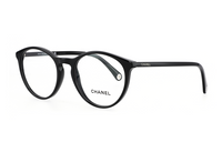 CHANEL Plate Frame Oval Eyeglass Frames Unisex Black