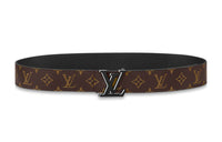 LOUIS VUITTON Logo Double-Sided Patch Smooth Buckle Leather Belts Unisex Brown Width: 4cm