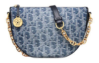 DIOR Oblique Jacquard Fabric Crossbody Bag Shoulder Bag Women's Blue