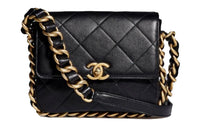 CHANEL 21K Winter Sheepskin Camera Bag, One Shoulder Handbag, Crossbody Bag Medium Size Women's Black