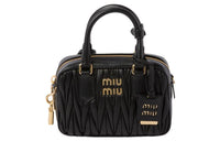 MIU MIU Arcadie Collection Matelassé Soft Sheep Leather Shoulder Bag, Crossbody Bag, Handbag Women's Black
