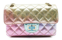 CHANEL 2.55 Goatskin Crossbody Bag Shoulder Bag Women's Rainbow Metallic