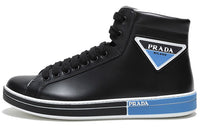 PRADA Skateboard Shoes Men High-Top Black Blue