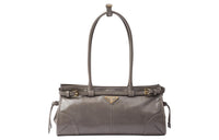 PRADA Leather Handbag Shoulder Bag Medium Size Women's Asphalt Gray