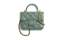 CHANEL 21B Fall Sheepskin Flap Bag, Coin Purse, Shoulder Bag, Crossbody Bag Regular Women's Green