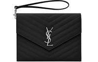 SAINT LAURENT Calfskin Clutch Women's Black