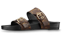LOUIS VUITTON Bom Dia Flat Mules Black Women's
