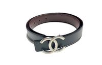 CHANEL Cow Leather Belts Women's Black Width 3CM