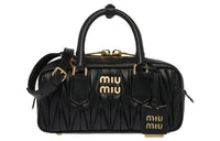 MIU MIU Matelassé Soft Sheep Leather Shoulder Bag Crossbody Bag Handbag Regular Women's Black