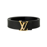 LOUIS VUITTON Cow Leather Belts Women's Black Width 3cm