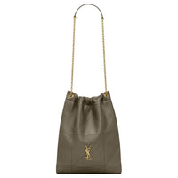 SAINT LAURENT Sheepskin One Shoulder Clutch Women's Light Musk