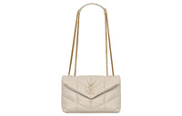 SAINT LAURENT PUFFER Lambskin Portable Crossbody Bag, Shoulder Bag Women's White
