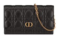 DIOR Caro Soft Cow Leather Handbag, Shoulder Bag, Crossbody Bag Regular Women's Black