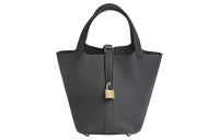 HERMES Picotin Lock Clemence Bullock Leather Basket Bag Handbag Bucket Bag Women's H0 Misty Gray