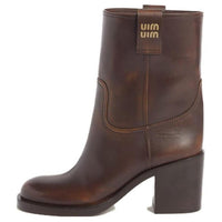 MIU MIU Ankle Boots 7.5cm Women's Ochre Brown