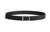 HERMES Brass Calfskin Leather Belts Men's Black Width: 3.2CM