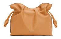 LOEWE Flamenco Napa Calf Leather Clutch Shoulder Bag Women's Desert