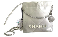 CHANEL 22Bag Calfskin Bucket Bags Shoulder Bag Crossbody Bag Mini Women's Silver & White