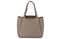 PRADA Leather Basket Bag Handbag Medium Size Women's Clay