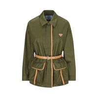 PRADA Logo Patch Belted-Waist Jacket