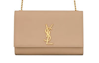 SAINT LAURENT Grain Embossed Leather, Chain Portable Crossbody Bag, Shoulder Bag Women's Dark Beige