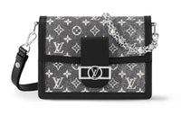 LOUIS VUITTON Dauphine Fabric With Cow Leather Patchwork Trim Daphne Handbag Shoulder Bag Women's Gray