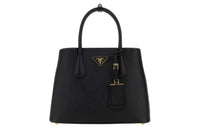 PRADA Double Leather Shoulder Bag Crossbody Bag Handbag Small Size Women's Black